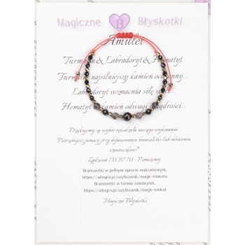 Bransoletka czarny TURMALIN LABRADORYT HEMATYT ochrona inspiracja